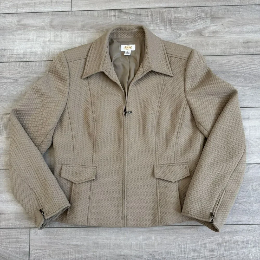 Talbots Women's Quilted Zip-Front Jacket in a classic Tan/Camel color, Size‎ 12
